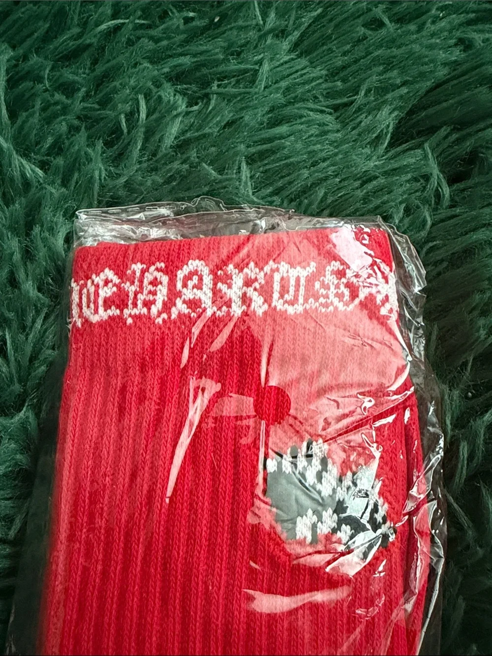 Red Chrome Heart Socks